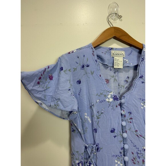 90s Y2K Basic Editions Women's Button Front Floral Romper Size L - Picture 3 of 9